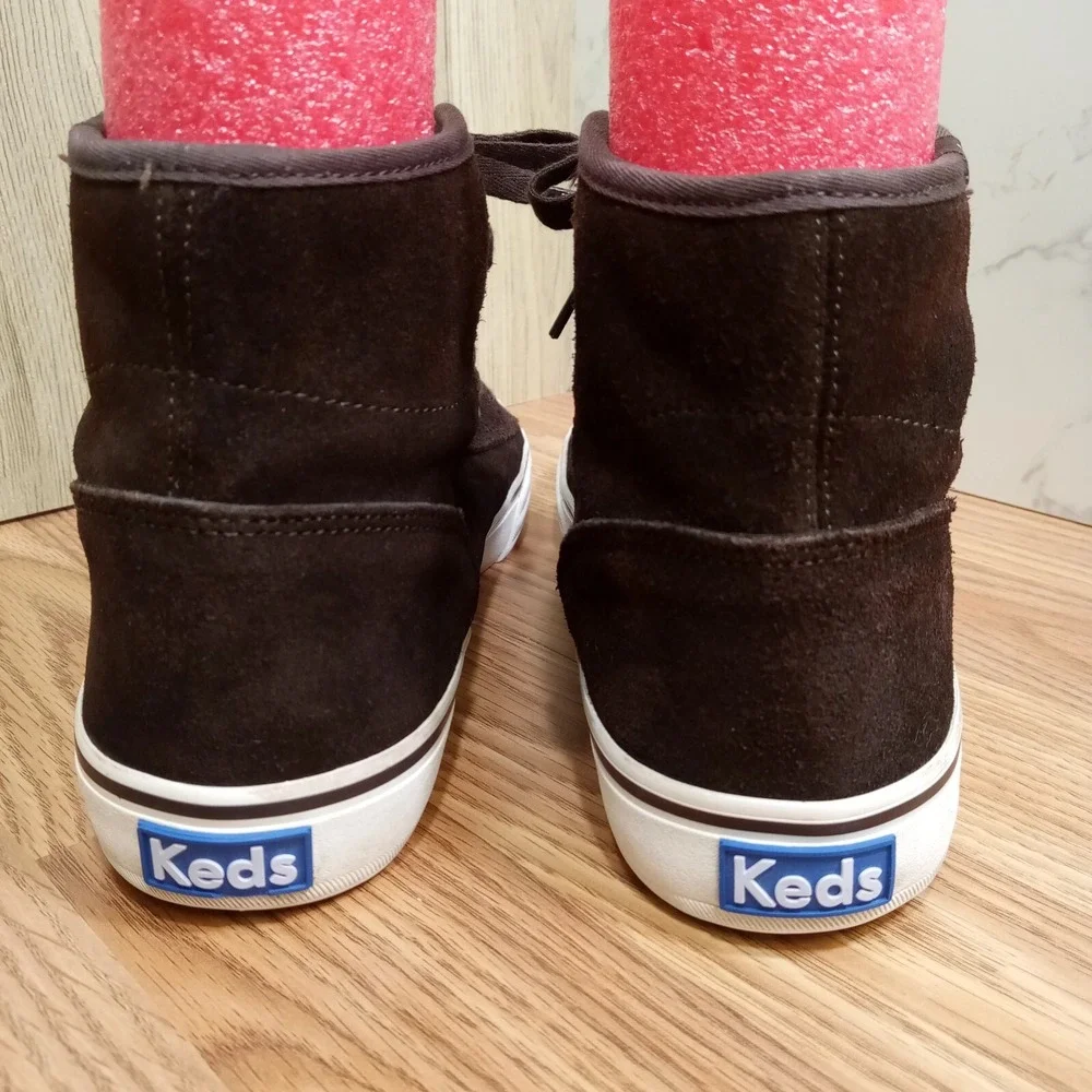 Keds Suede High Top Womens Sz 9 EU 40‎ Brown Lace Up Shoe Sneaker Faux Fur Lined